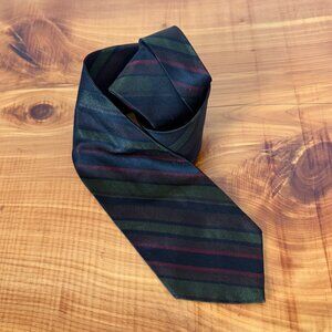 CUCCI Roma-New York Silk Green/Blue/Red Striped Men's Neck Tie.